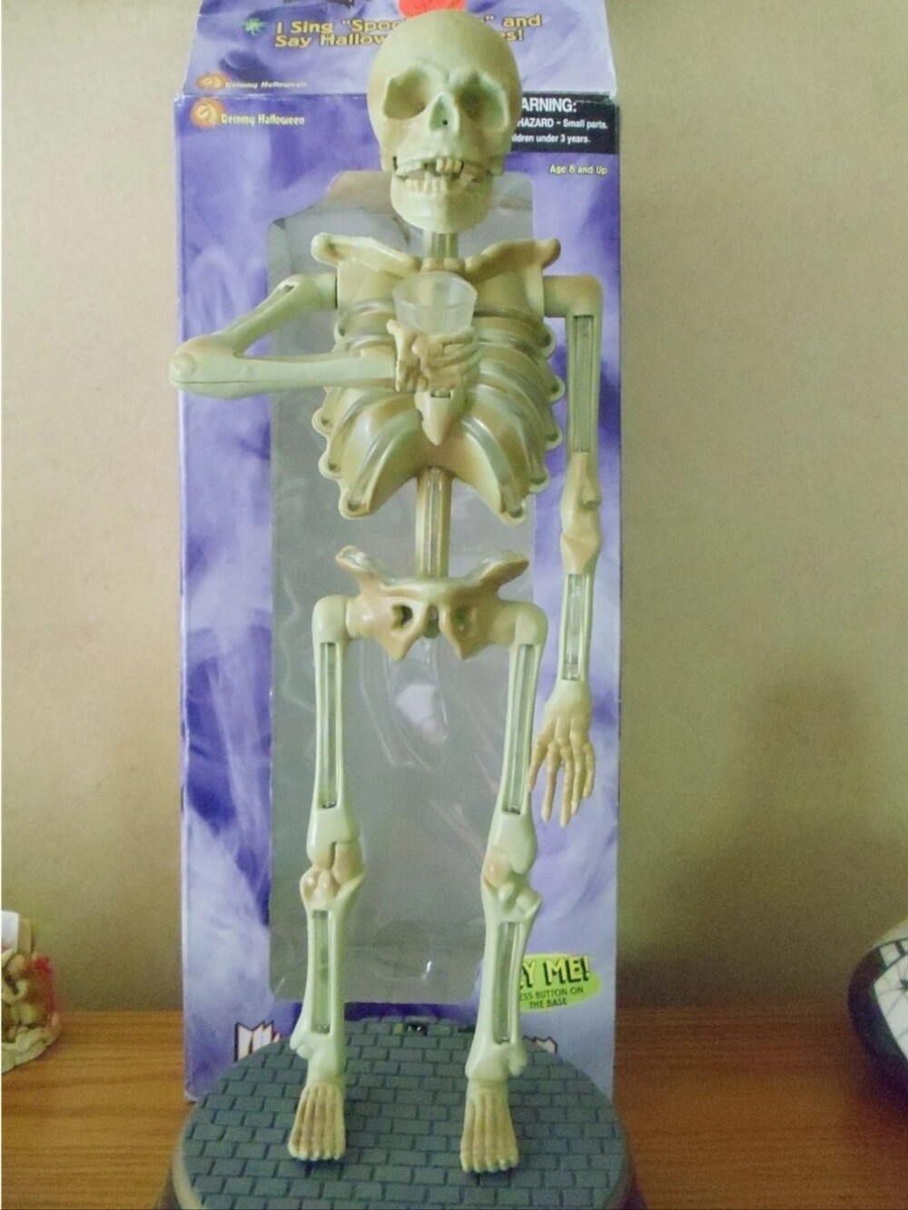 Vintage Gemmy, Halloween, Light-up, Talking, Saying Jokes, Skeleton With Glass